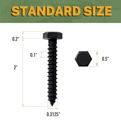 LIONMAX 30-PCS Lag Bolts, 5/16" x 2" Stainless Steel Black Lag Screws - size: 5/16" x 2"