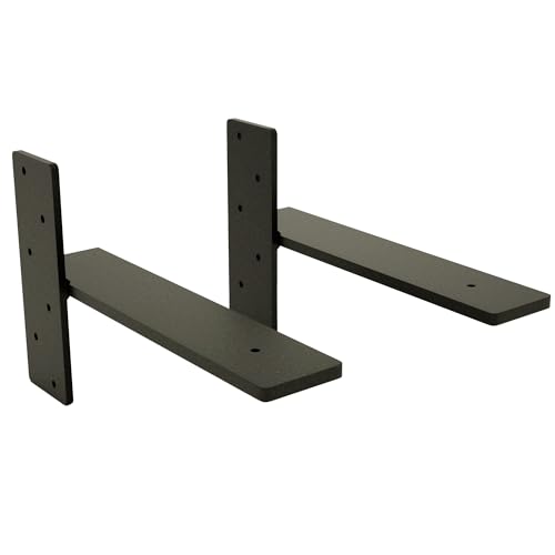 Free Hanging Shelf Bracket Multi-Pack –Heavy-Duty Metal Floating Shelf Support Brackets for Wood Shelves – Hidden Wall Mount Hardware for Modern, Rustic, Industrial Shelving (2 Pack, 10 x 1/4 Inches) - size: 10 x 1/4 Inches, style: 2 Pack