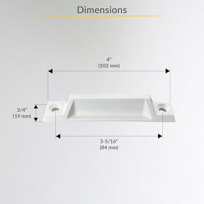 Brixwell White Amesbury Truth Plastic Sash Lift, 4" Length, 3/4" Width, 3-5/16" Hole Spacing, Designed for Vinyl or Wood Window Sashes,Window Hardware-Pack of 6