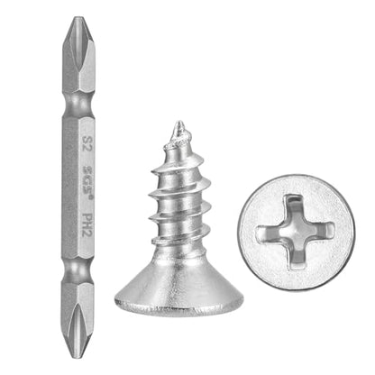 METALLIXITY 101Pcs #6x3/8 Countersunk Phillips Wood Screws Kit SS304 - color: Silver, size: #6x3/8"