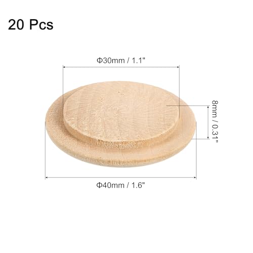 uxcell Wood Hole Plugs, 20 Pcs 40x30mm Wood Button Top Plugs Round Head Hardwood Furniture Plugs Screw Hole Plugs for Furniture Tables Chairs Cabinetry Crafts Projects - size: 40x30mm