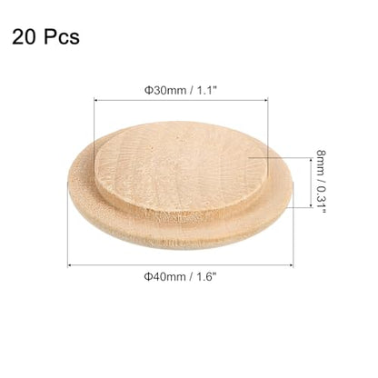 uxcell Wood Hole Plugs, 20 Pcs 40x30mm Wood Button Top Plugs Round Head Hardwood Furniture Plugs Screw Hole Plugs for Furniture Tables Chairs Cabinetry Crafts Projects - size: 40x30mm