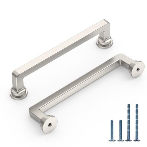 10 Pack 5 Inch Brushed Nickel Cabinet Pulls, Kitchen Hardware - color: Brushed Satin Nickel, size: 5" Hole Center