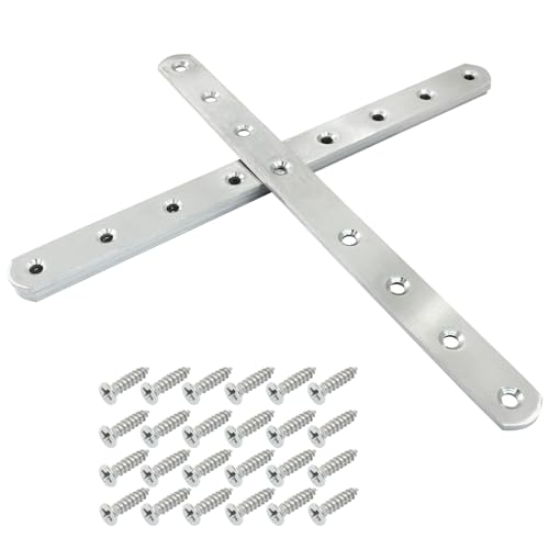 4 Pack 10 Inch Stainless Steel Flat Plate Straight Bracket - size: 10"-250mm-Silver