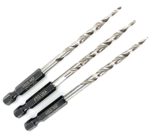 FTG USA 3Pc #8 (11/64") Replacement Countersink Drill Bit Set Tapered Bits - size: #8 (11/64"), style: 3 Bits w/o cutter
