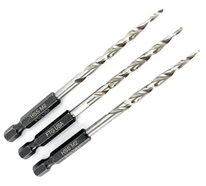 FTG USA 3Pc #8 (11/64") Replacement Countersink Drill Bit Set Tapered Bits - size: #8 (11/64"), style: 3 Bits w/o cutter