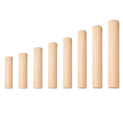 150Pcs Wooden Dowel Pins Kit 1/4" x 2 Inch Small Fluted Wood Dowels Pegs Hardwood Pin for Furniture Woodworking Crafts, Furniture, Door, DIY - size: 6mm x 50mm - 150PCS