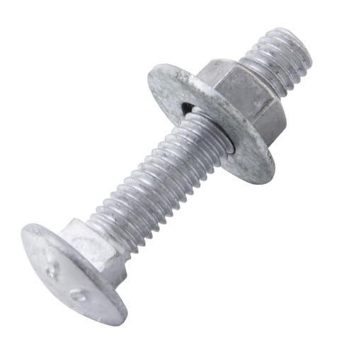 3/8" x 2" Carriage Bolts (50 PCS), Hot Dip Galvanized, Heavy Duty Round Head with Washers and Nuts - size: 3/8" x 2"