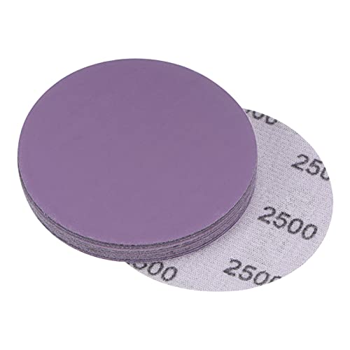 10Pcs 3-Inch Purple Sanding Discs 2500 Grits Hook and Loop Professional Aluminum Oxide Sand Paper Wet Dry Polish for Wood Metal Paint Finishing - style: 2500 Grit