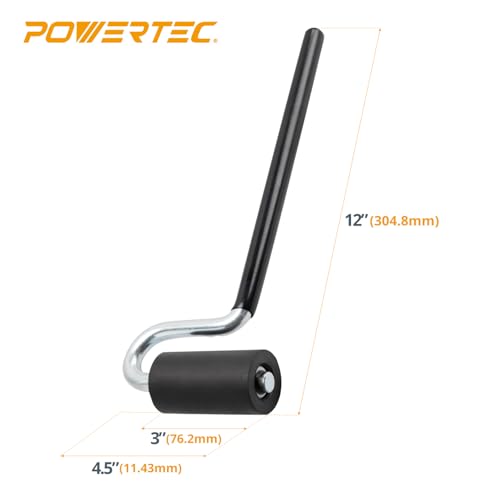POWERTEC 12" Long Handle J Roller, 1-1/2 Inch Diameter, 3 Inch Wide, Laminate & Veneer Rubber Roller Tool for Edge Banding, Wall Coverings, 1PK (71010) - style: 12" Fixed Long Handle, 1 Pack