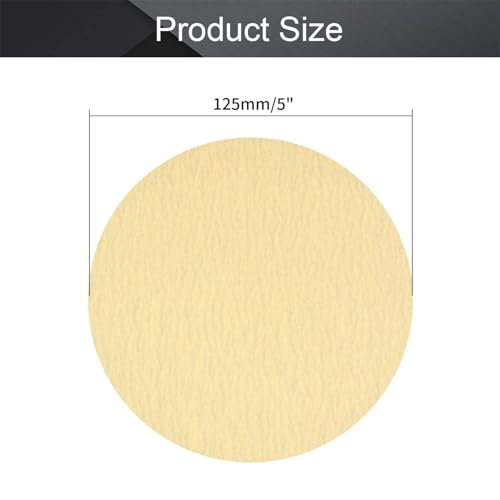 5 Inch 320-Grits Hook and Loop Sanding Discs Aluminum Oxide 10 pcs - size: 5 inch (No hole),Yellow