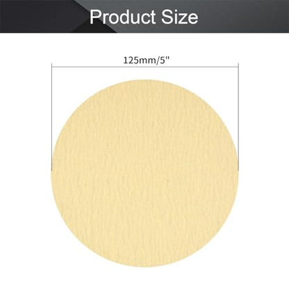 5 Inch 320-Grits Hook and Loop Sanding Discs Aluminum Oxide 10 pcs - size: 5 inch (No hole),Yellow