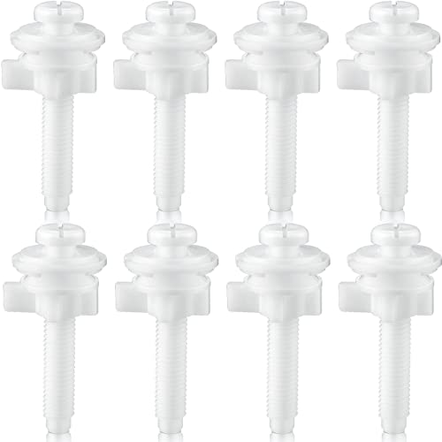 Jetec 8 Pack Toilet Seat Screws Kit, Plastic Bolts Nuts & Washers - color: White
