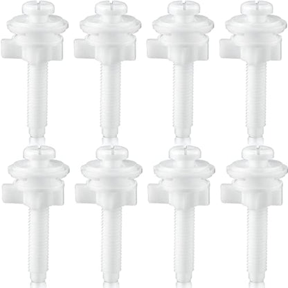 Jetec 8 Pack Toilet Seat Screws Kit, Plastic Bolts Nuts & Washers - color: White