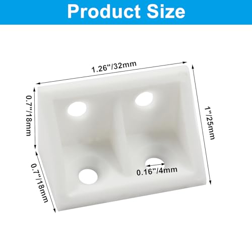 20 Pcs 0.7" White Right Angle Bracket, Plastic L Brackets - style: with Screws