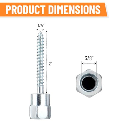 3/8" Vertical Rod Anchor Screw 1/4" x 2", Threaded Rod Anchor Screw Fitting