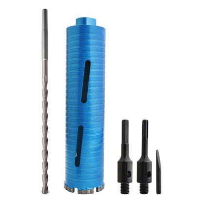 2-1/2" Diamond Core Drill Bit, 10"/260 mm Drilling Depth 5/8-11" Thread Upgraded Core Bit with Pilot Bit and 2 Pcs Adapters (SDS Plus Adapter and Hex Adapter)