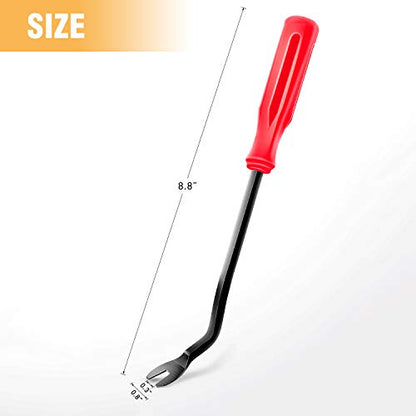 GOOACC Car Panel/Upholstery Remover Ergonomic Stainless Steel Fastener Remover - Easily Removes Plastic Fasteners,Reduces Damage to Panels and Loss of Clips - color: Red, size: 1Pc Remover