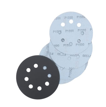 40 Pcs 5 Inch 8 Hole 1500 Grit Wet and Dry Sanding Discs, Round Hook and Loop Disc Sandpaper for Random Orbital Sanders - style: 1500 Grit