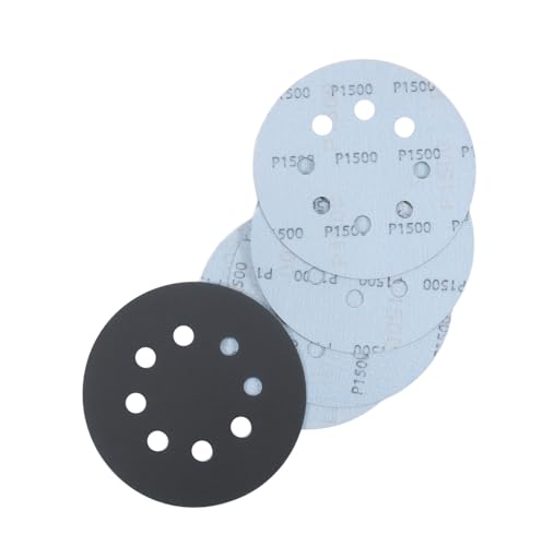 40 Pcs 5 Inch 8 Hole 1500 Grit Wet and Dry Sanding Discs, Round Hook and Loop Disc Sandpaper for Random Orbital Sanders - style: 1500 Grit