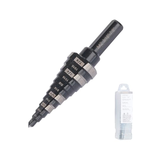 3/16"-7/8" M2 Step Drill Bit Unibit for Hole Drilling 12 Sizes - size: 3/16" to 7/8" (Straight)