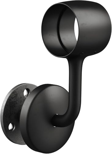 ROTHLEY 6.6 FT Industrial Handrails for Indoor Stairs: Modern Staircase Handrails Wall Mount Stair Handrail 1.6" Round Sturdy Pipe Hand Railings for Steps Matt Black Powder Coat Stairway Railing - size: 6.6FT