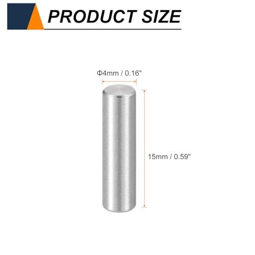 HARFINGTON 15pcs Dowel Pins M4(4mm) x 15mm 304 Stainless Steel Cylindrical Shelf Support Peg Pin Rod Fasten Elements for Metal Devices Wood Furniture DIY Installation, Silver - size: M4 x 15mm