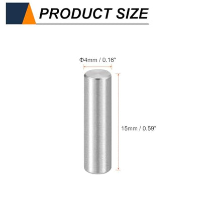 HARFINGTON 15pcs Dowel Pins M4(4mm) x 15mm 304 Stainless Steel Cylindrical Shelf Support Peg Pin Rod Fasten Elements for Metal Devices Wood Furniture DIY Installation, Silver - size: M4 x 15mm