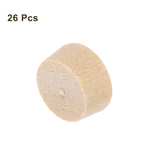 uxcell 26Pcs Wood Button Plugs, 9mm/0.35" Flat Head Hardwood Screw Hole Plug Wooden Caps Buttons Wood Plug for Furniture Woodworking Craft Decor (10mm x 9mm) - size: 10x9x6mm