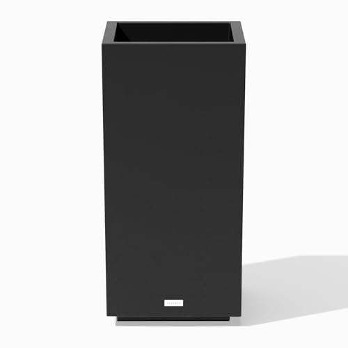 Veradek Block Series Pedestal Planter - Tall Rectangular Outdoor Planter - color: Black, size: 26"H x 13.5"W