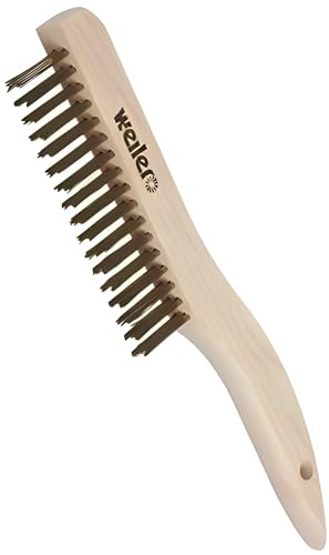 Weiler 44062 0.012" Wire Size, 5" Brush Length, 10" X 5/8" Block Size, 2 X 17 No. of Rows, 302 Stainless Steel Bristles, Hardwood Block, Shoe Handle Scratch Brush, Made in The USA (Pack of 12) - size: 10" x 5/8" Block, 1-3/16" Trim Length, style: Pack of