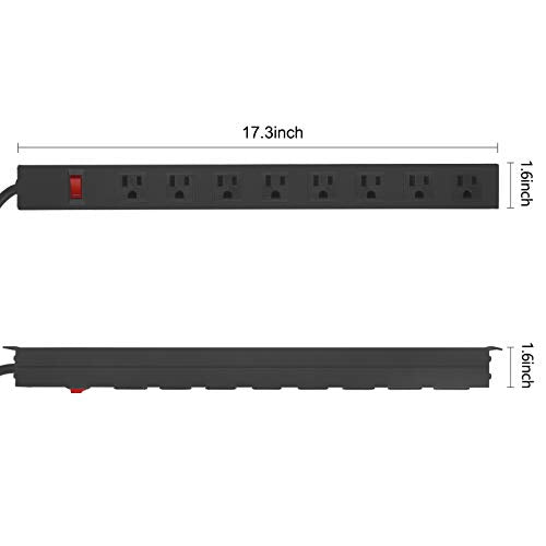 HHSOET Heavy Duty Long 8 Outlets, 14AWG Extension Cord, Black, 6FT, 1 - size: 6ft