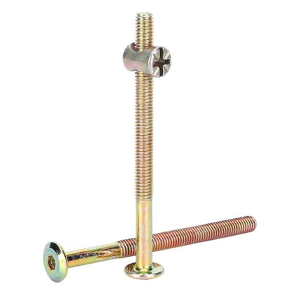 Furniture Bolts and Barrel Nuts, 10 Pcs Bed Frame Bolts Crib Replacement Hardware Kit M6 Bed Bunk Furniture Hex Dowel Bolts with Barrel Nuts Carbon Steel Cross Dowel Nut (80mm) - size: 80mm