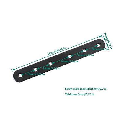 4 Pack Flat Mending Plate for Wood, ULIFESTAR Black Iron Flat Straight Brace Brackets Metal Repair Fixing Wood Brace Joining Plates Connector for Repairing Wooden Furniture with Mounting Screws - size: 6.3 x 0.79 x 0.12 inches