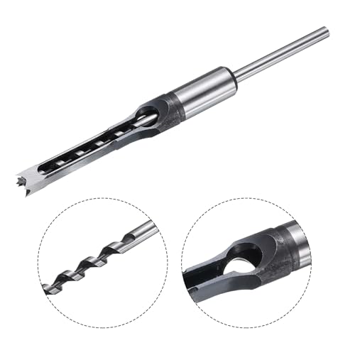 uxcell Square Hole Drill Bit for Wood 10mm Hollow Chisel Mortiser Auger Spur Cutter Tool, High Carbon Steel for Woodworking Carpentry - size: 10mm