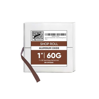 Benchmark Abrasives 1” X 150’ Shop Roll Emery Cloth Sandpaper Roll, Aluminum Oxide Sand Paper for Wood Furniture, Metal Polishing, Sanding, Automotive, Plumbing, Finishing - 60 Grit