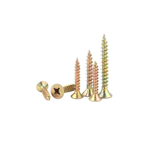 Wensilon # 4X5/8 (680PCS) Flat Head Color zinc Wood Screw 3X16, Quick Metal self Tapping Flat Head - color: Yellow, size: #4x5/8"