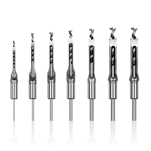 7Pcs Square Hole Drill Bits Steel Hardness Sharp Mortising Chisel 1/4-5/8"