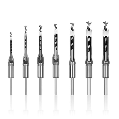 7Pcs Square Hole Drill Bits Steel Hardness Sharp Mortising Chisel 1/4-5/8"