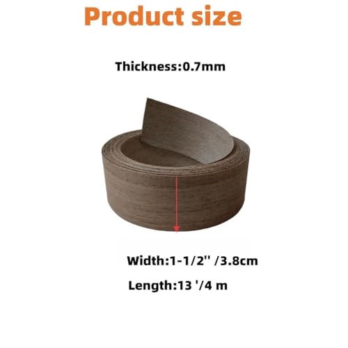 Black Walnut Wood Veneer Edge Banding Roll,1-1/2 inch X 13 ft Iron-On Pre-Glued Edging Tape with Hot Melt Adhesive,Ideal for Plywood, Furniture, Drawers, Shelves Renovation - color: Black Walnut, size: 1-1/2''×13ft