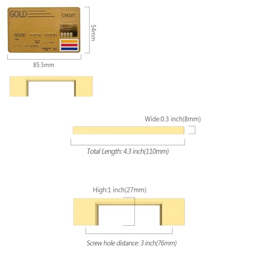 Amerdeco 10 Pack Brushed Gold Cabinet Pulls 3" - color: Brushed Gold, size: 3" hole center