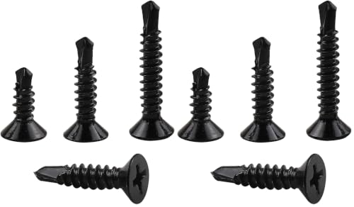 410 Stainless Steel #8 Self Drilling TEK Screw Assortment Kit, Flat Head Self Tapping Sheet Metal Screws, Length 1/2" 3/4" 1" 150 PCS - Black Oxide (Pack of 2) - size: #8 Flat Head (Pack of 2)
