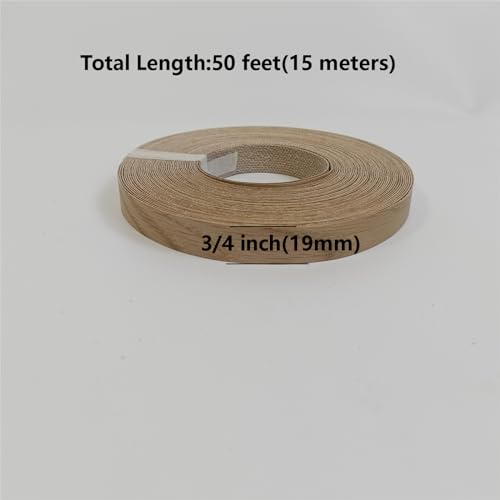 Real White Oak 3/4 Inch ×50ft Wood Veneer Edge Banding Roll,Preglued Iron On Edging Band with Hot Melt Adhesive-Edgebanding Flexible Wood Tape for Laminate Furniture Repair