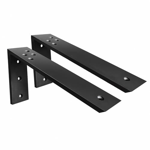 Countertop Support Brackets 2 Pack L Bracket Countertop Brackets 10" x 6" x 2.5" Heavy Duty 3/8" Thick Shelf Brackets Metal Corbels L Shape Bracket for Wood Shelf/Quartz/Granite/Concret Countertops - size: 10 Inch, style: Black-2 Pack