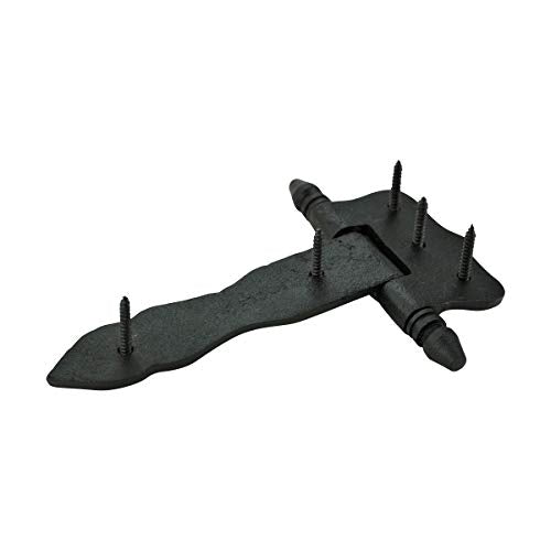Renovators Supply Manufacturing Pack of 10 Shed Door Hinge 5 in. Black Wrought Iron Antique Style Decorative Flush Mount Cast Iron Barn Door Shed Hinge with Mounting Hardware - size: Pack of 10
