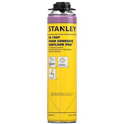 Stanley FA190P Subfloor Adhesive (1x24 Oz) – Polyurethane Expanding Foam Construction Adhesive with Strong Bonding for Wood, Concrete, Metal – High Coverage | Gun&Cleaner NOT Included | 1 Pack - size: Sub Floor Adhesive, style: 1 Pack