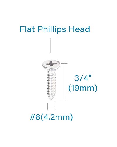 IMScrews 100pcs #8 x 3/4" (19mm) Stainless Flat Head Phillips Wood Screws 18-8 (304) Stainless Steel Countersunk Self Tapping Screws - size: #8 x 3/4"