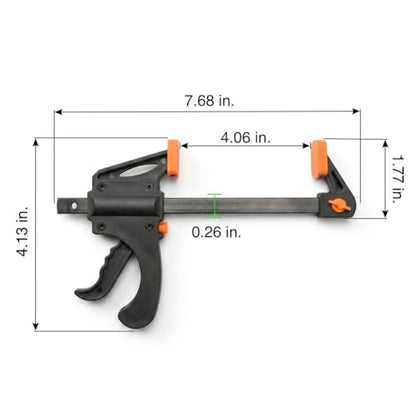Set of 5 F-Type Clamps - Quick-Release Ratchet Squeeze Woodworking Tools, Manual Tools for Home Renovation.