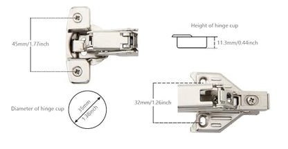Silverline Lazy Susan Corner Hinge Clip On 165 Angle Cabinet Hardware with Face Frame Base Plate 1 Pair