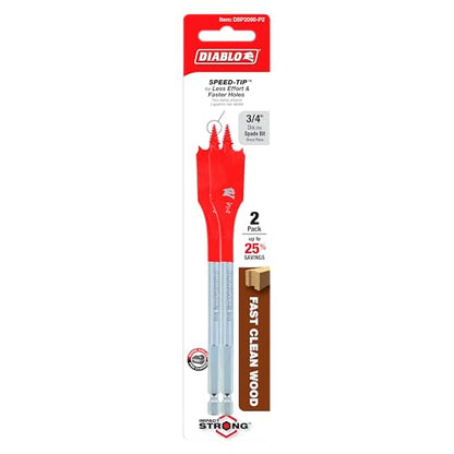 Diablo Spade Bits for Wood - 3/4" Diameter, 6" Length, 1/4" Hex Shank